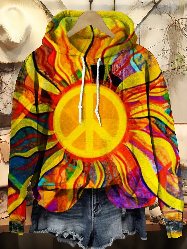 Hippie Art Print Casual Hoodie Sweatshirt