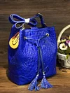 2018 new blue red  luxury high end 100% genuine real crocodile skin lady women bucket shoulder tote bag string closure fast ship