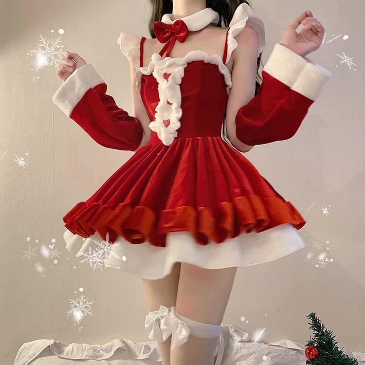 Red/Pink Kawaii Christmas Dress Set SP18336