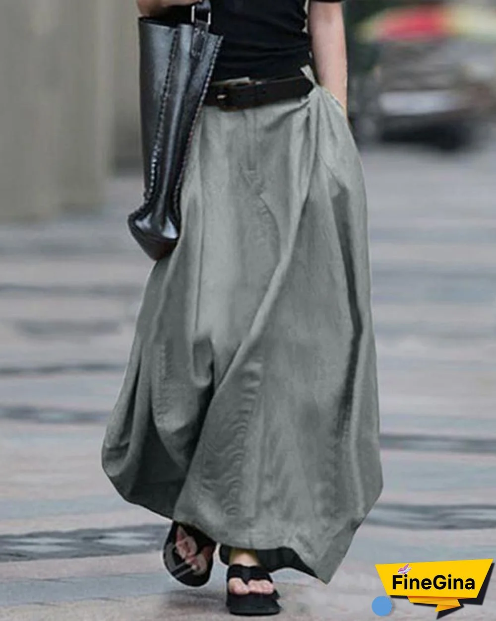 Casual High Waist Solid Color Skirt