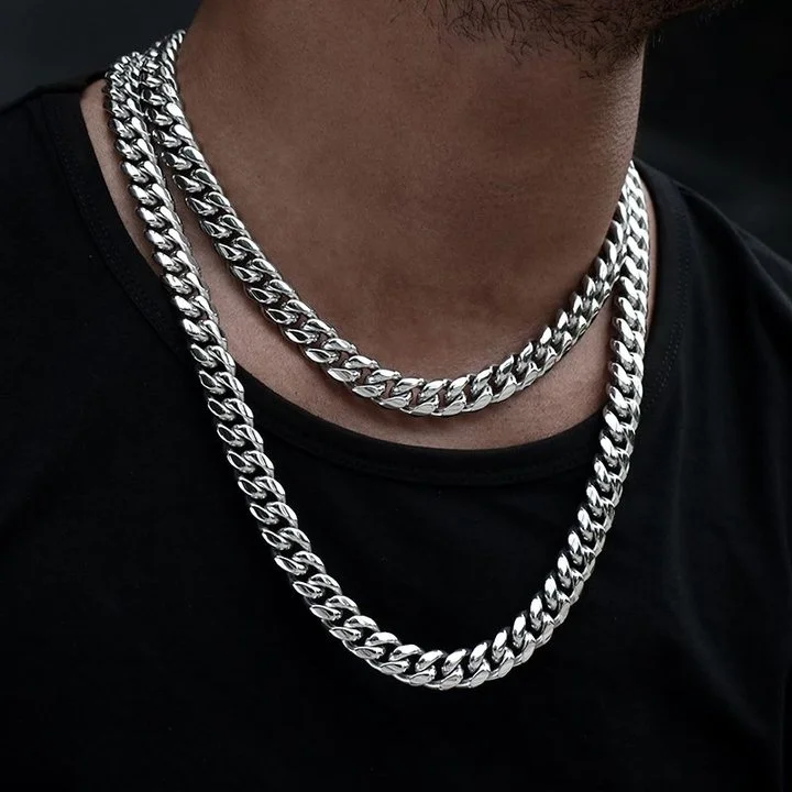 12MM 316L Stainless Steel Curb Cuban Link Chain-VESSFUL