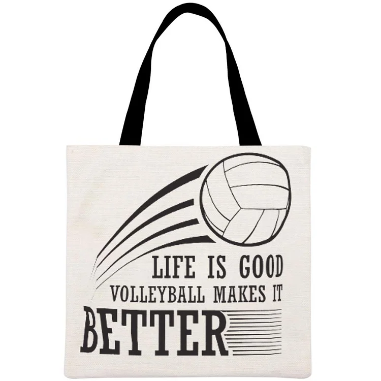 Life Is Good Volleyball Makes It Better Printed Linen Bag-Annaletters