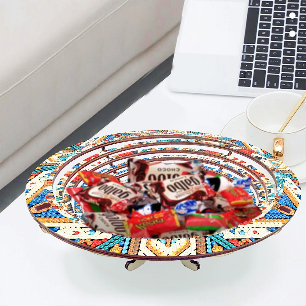 DIY Diamond Painting Wooden Serving Tray Decorative Diamond Painting Dining Plate