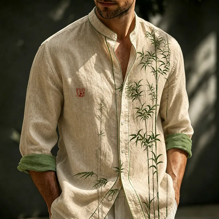 Men's Vintage Japanese Bamboo Art Linen Shirts