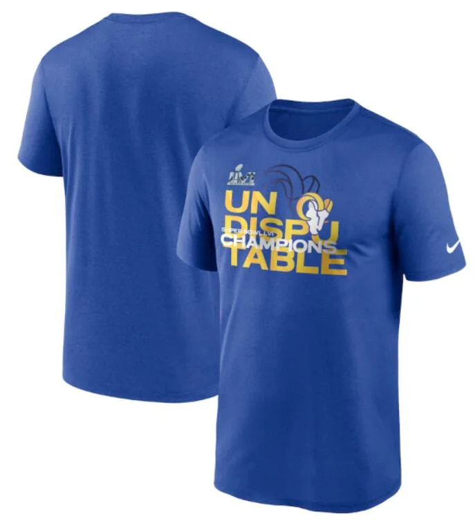 Men's Los Angeles Rams 2022 Royal Super Bowl LVI Champions Slogan T-Shirt