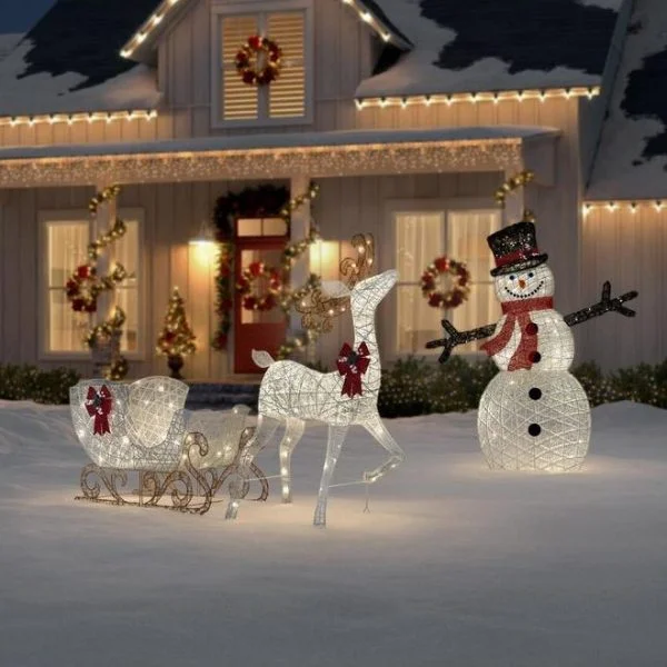 🔥kukelife🔥Christmas-polar wishes motion led reindeer with sleigh