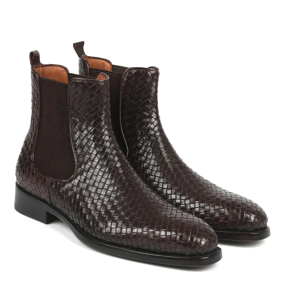 Gentleman's Braided Short Boots Chelsea Casual Martin Boots Ankle Boots-vocosishoes
