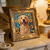 Golden Dog with Sunflowers Partial Drill Diamond Painting Kit 30x30cm Special Shaped Diamonds DIY Craft for Adults Beginners Home Decor
