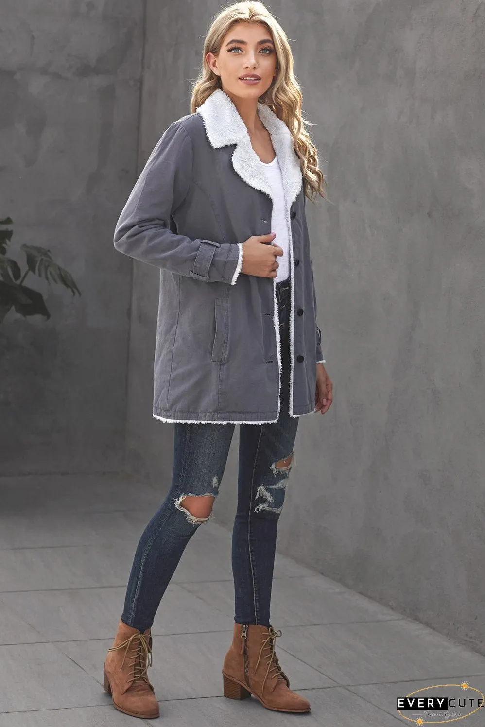 Winter Denim Jacket with Sherpa Trim