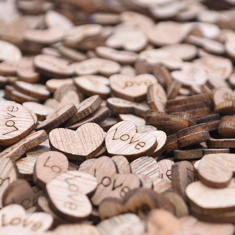 100Pcs Mini Wooden Love Heart Wedding Table Scatter DIY Craft Accessories Rustic Wedding Party DIY Decoration Favor Scrapbooking