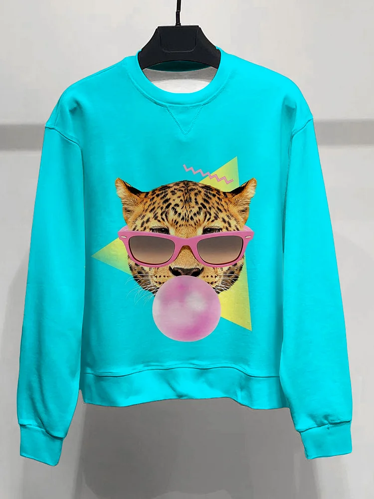 Fun Cheetah Crew Neck Sweatshirt socialshop