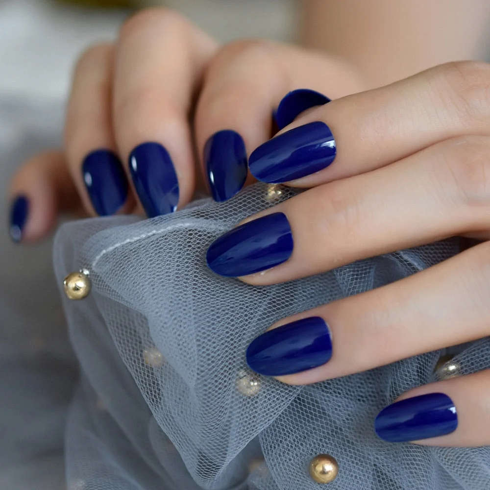 Pearl Shine Pink French Nail White Round Fake Nails Short Glossy Satin Artificial Lady Fingernails with Adhesive-Nail Inspo