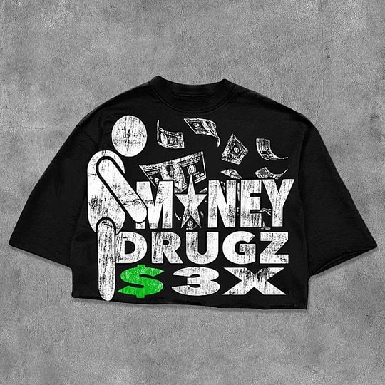 Sopula Money Drugz Graphic Cotton Cropped T-Shirt - SOPULA