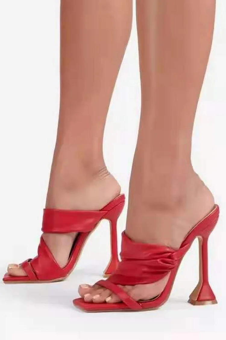 Party Solid Color Square Toe High Heeled Sandals