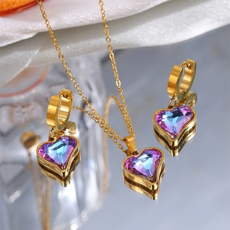 Casual Elegant Minimalist Heart Shape Flower Butterfly 304 Stainless Steel Earrings Necklace