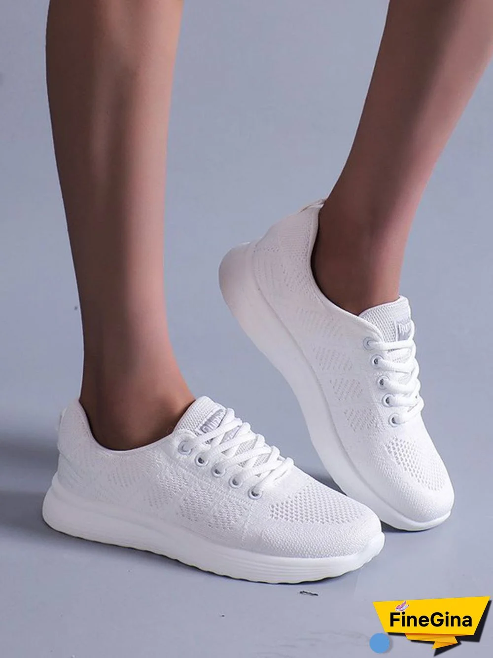 Contrasting Solid Color Breathable Mesh Casual Sneakers