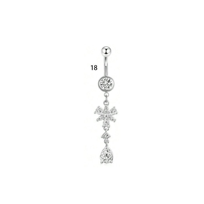 1 Piece Belly Rings Minimalist Classic Style Water Droplets 304 Stainless Steel Inlay Zircon Belly Rings