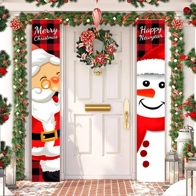 Nutcracker Soldier Christmas Door Banner Ornament Santa Claus Merry Christmas Decorations For Home Navidad Gift New Year 2022