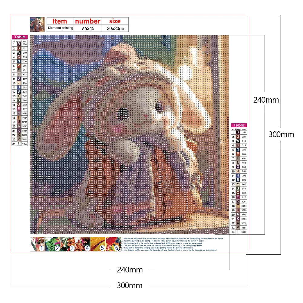 Diamond Painting - Full Round Drill - Cute Rabbit(30*30cm)