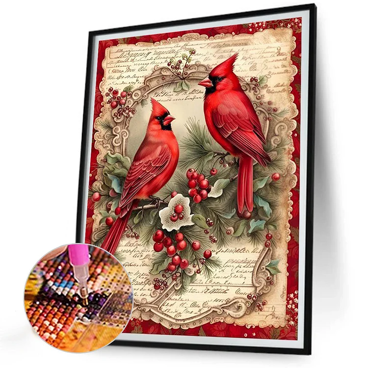 Aesthetic Red Cardinal Bird - 5D Diamond Painting