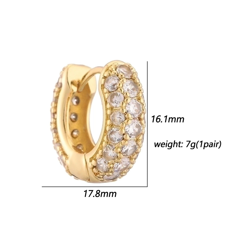 1 Pair Casual Luxurious Shiny Round Plating Inlay Copper Zircon Earrings