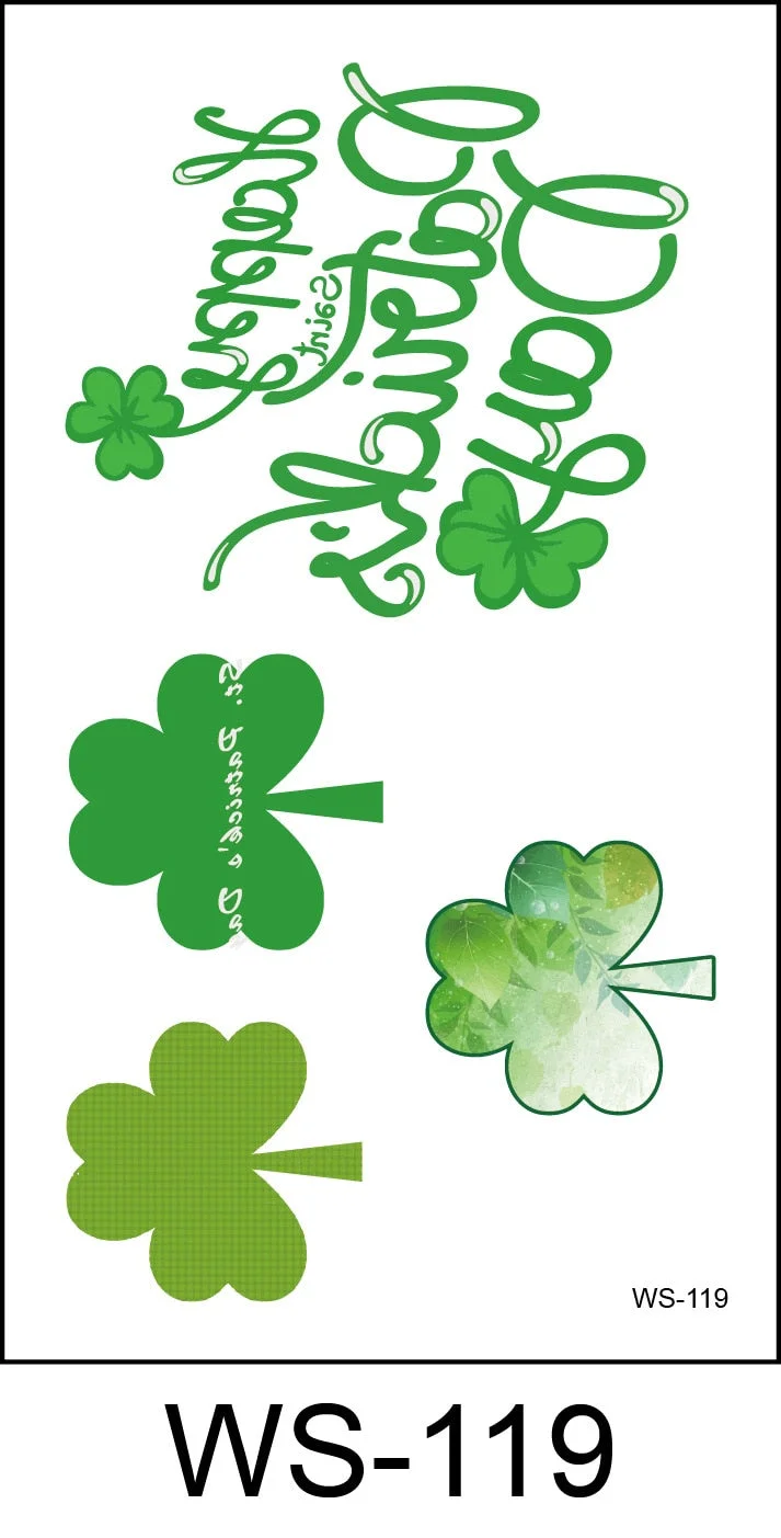 New cross-border waterproof sweat green hat clover face sticker European and American fashion temporary tattoo sticker