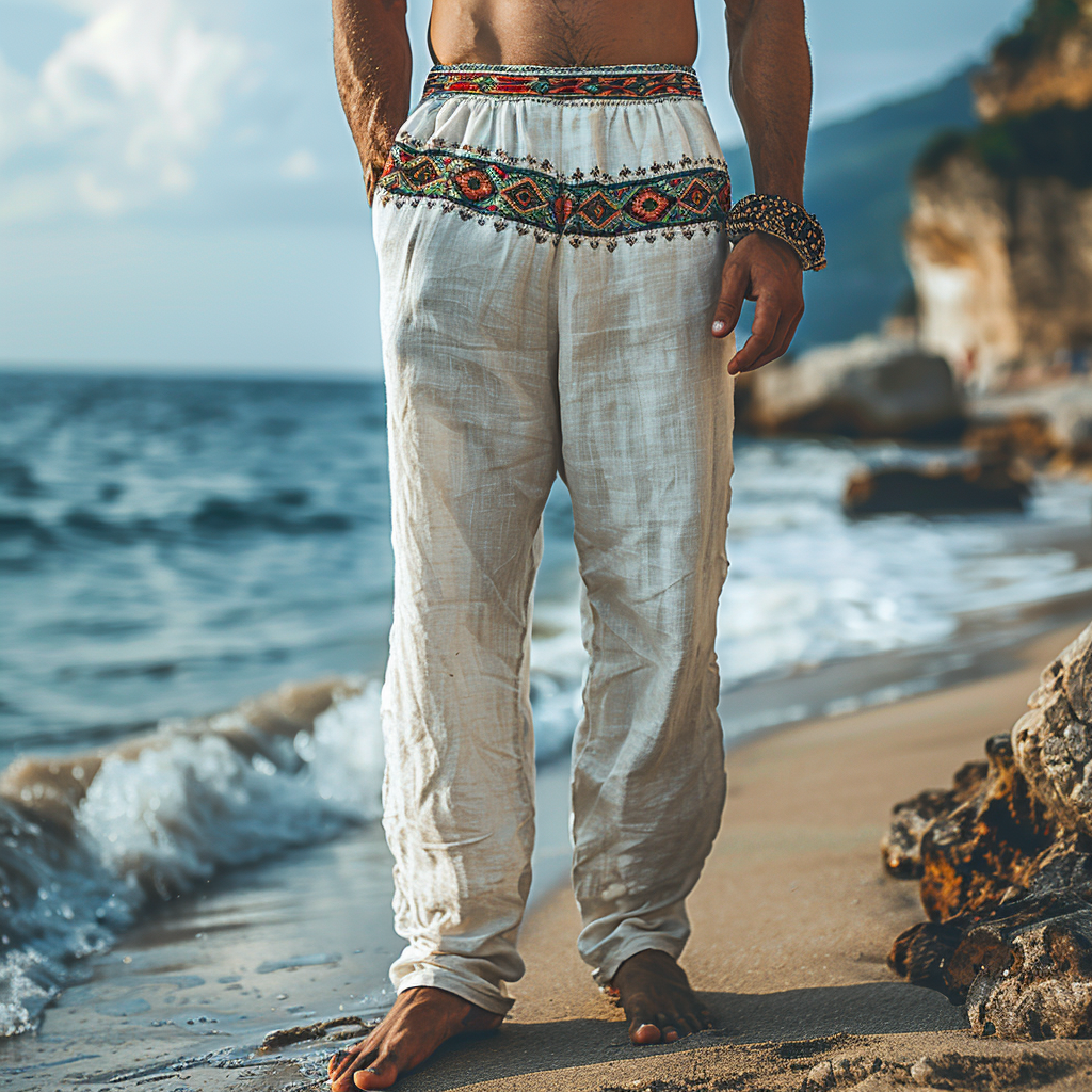 Retro Loose Breathable Men's Linen Casual Pants-inspireuse