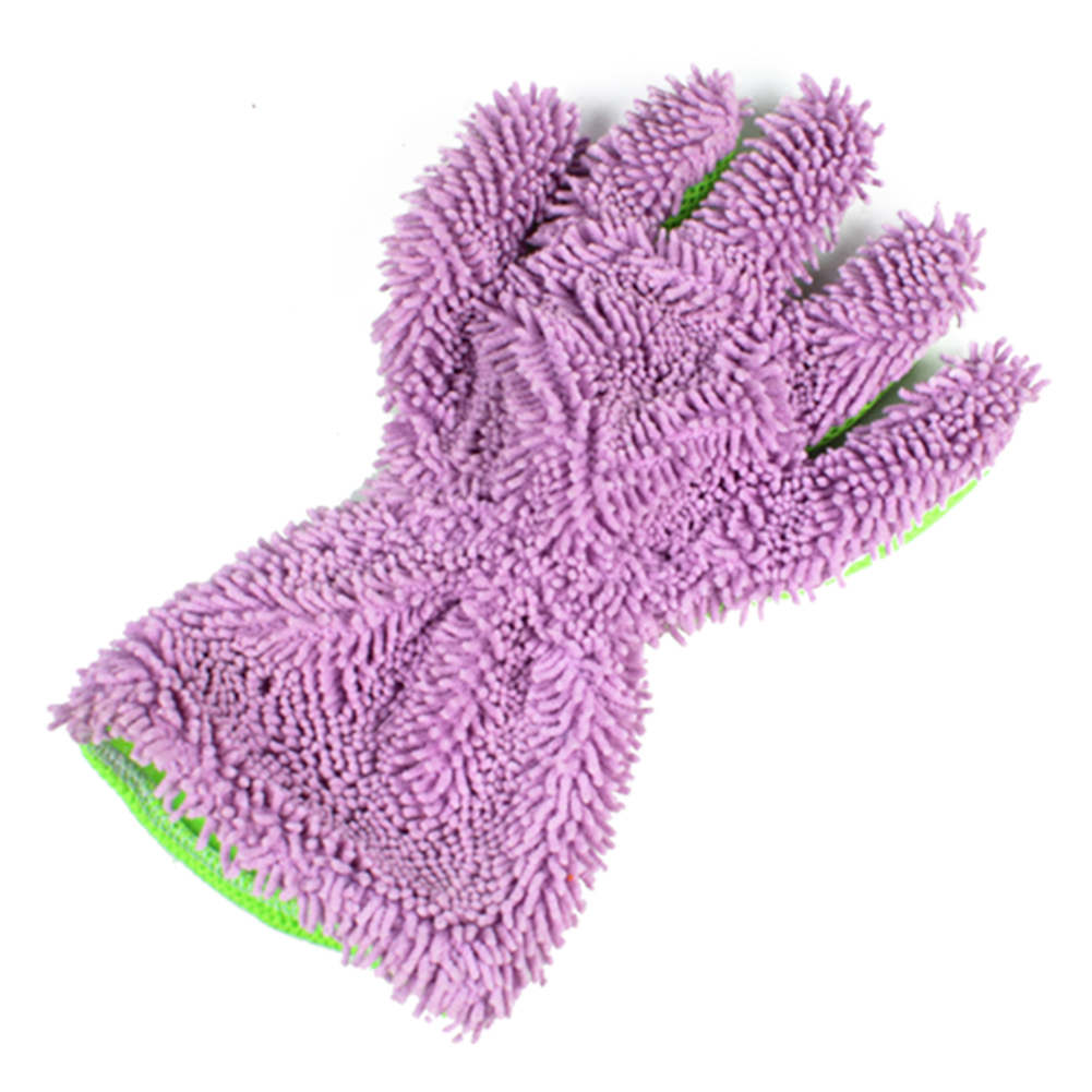 

Chenille Car Wash Glove Double Sided Home Cleaning Auto Care Detailing Tool, Purple, 501 Original