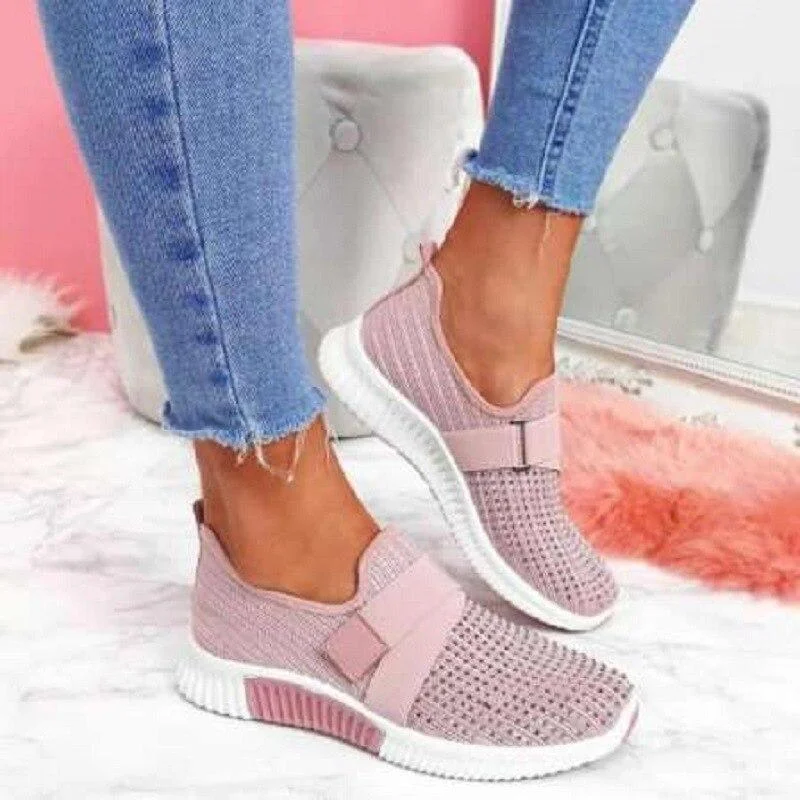 Women Casual Shoes Spring Crystal Solid Female Mesh Sneakers Casual Flat Shoes Women Flats Ladies Sport Shoes White Size 35-43 1113