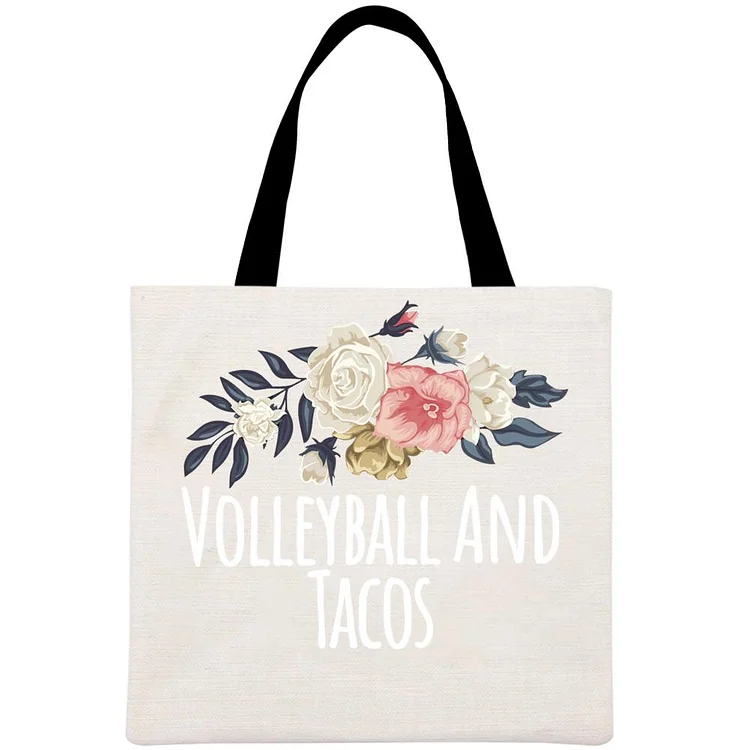 Volleyball And Tacos Printed Linen Bag-Annaletters
