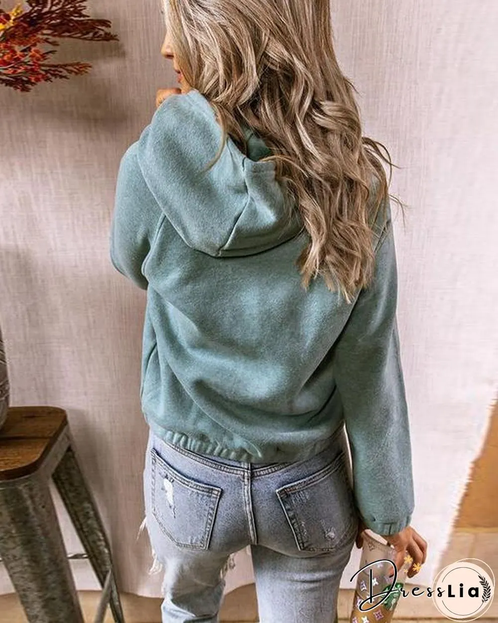 Casual Cotton-Blend Long Sleeve Sweatshirt