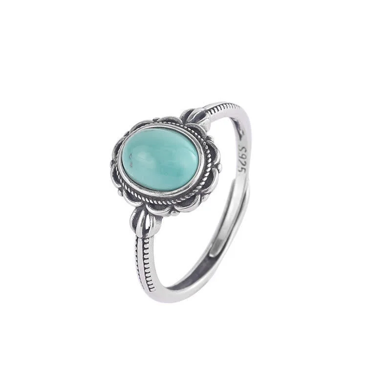 Tibetan Turquoise Red Agate 925 Sterling Silver Protection Ring