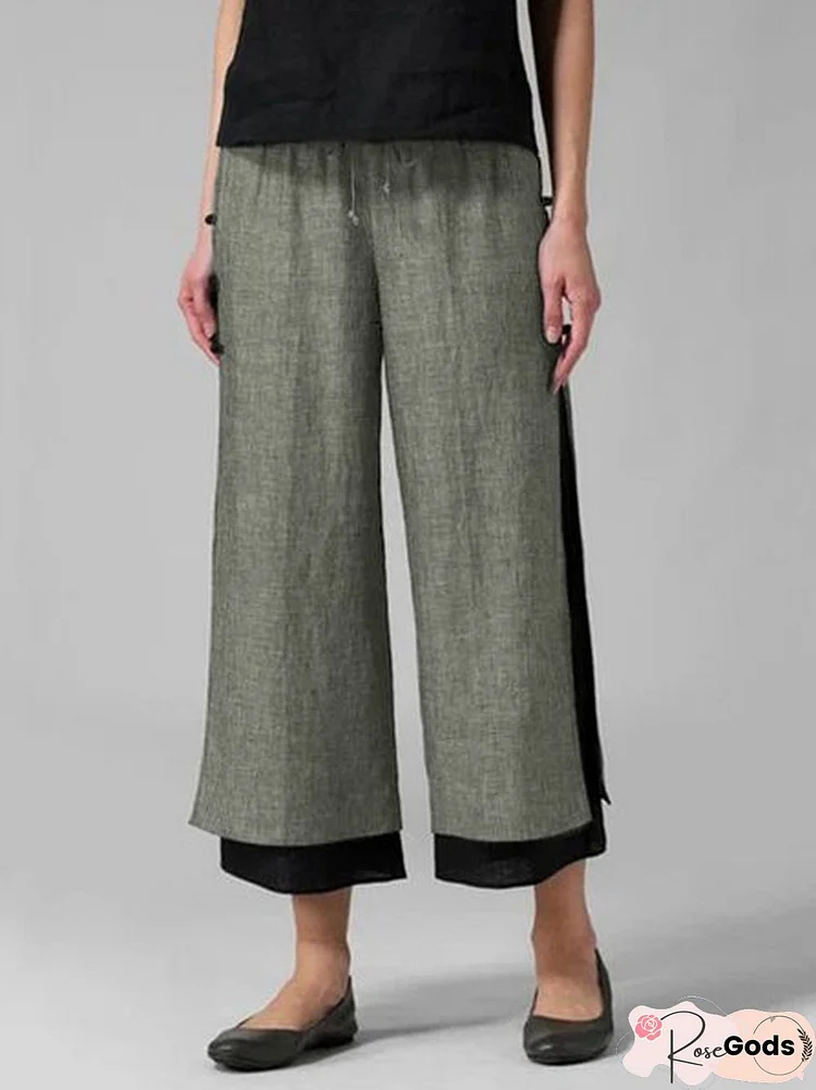 Women Cotton Casual Pants Solid Trousers