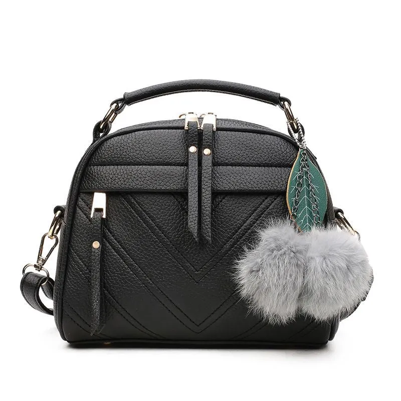 PU Leather Handbag For Women Girl Fashion Tassel Messenger Bags With Ball Bolsa Female Shoulder Bags Ladies Party Crossby Bag