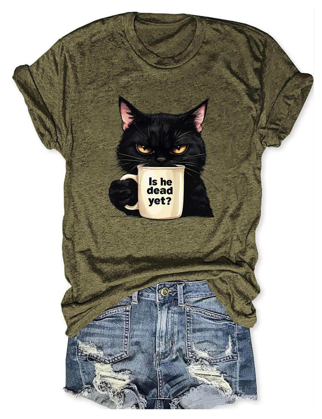 Is He Dead Yet Black Cat T-shirt