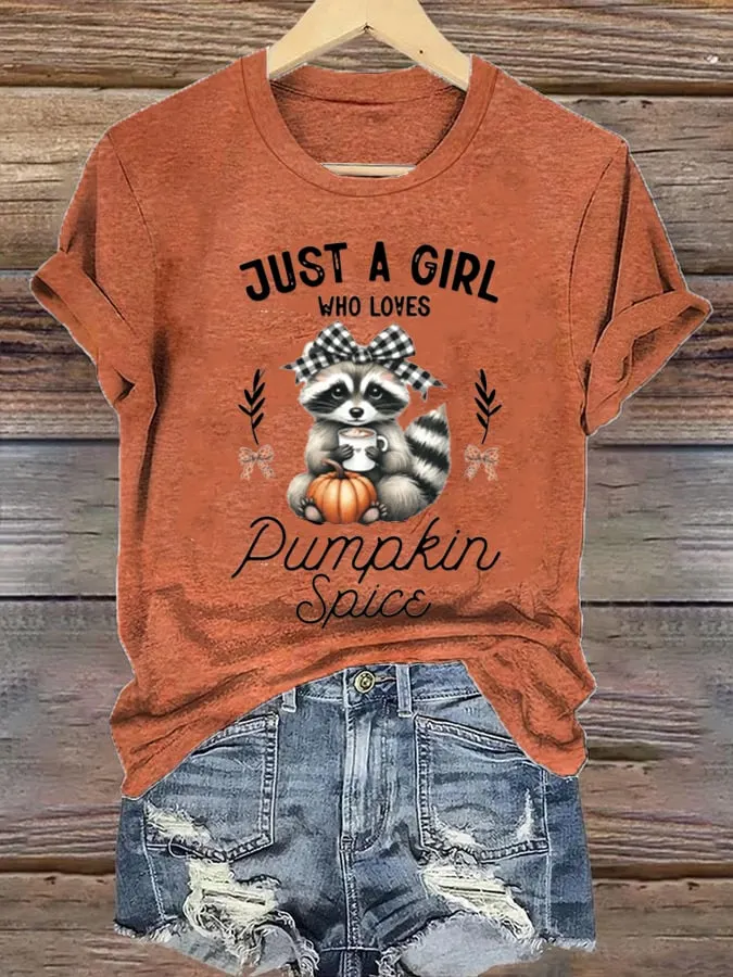 Women's Pumpkin Print Casual T-Shirt 