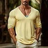 Men's Holiday Casual V-neck Casual Long Sleeve Shirt by Inlyline