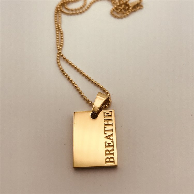 18k Gold Stainless Steel Square Letter Pendant Necklace KERENTILA