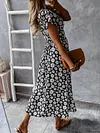 Daisy Printed Short Sleeves Midi Dress