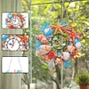 (US Only)2D Flat DIY Seashell Starfish Wreath 5D Diamond Hanging Clock Art Craft for Home