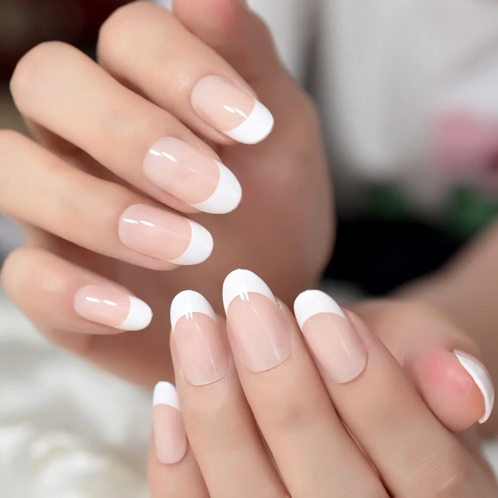 Ombre French Ballerina Fake Nail Gradeint Natural Coffin False Nails Wholesale Nails Supplier 24 Russian Shipping-Nail Inspo