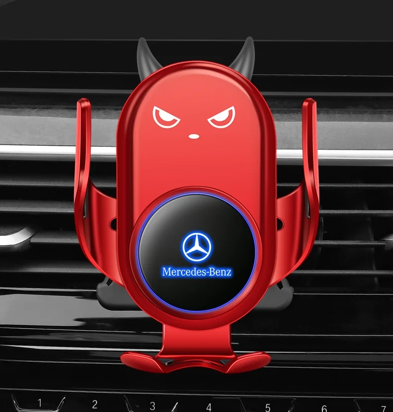 Car mobile phone holder with illuminated car LOGO (wireless charging model)