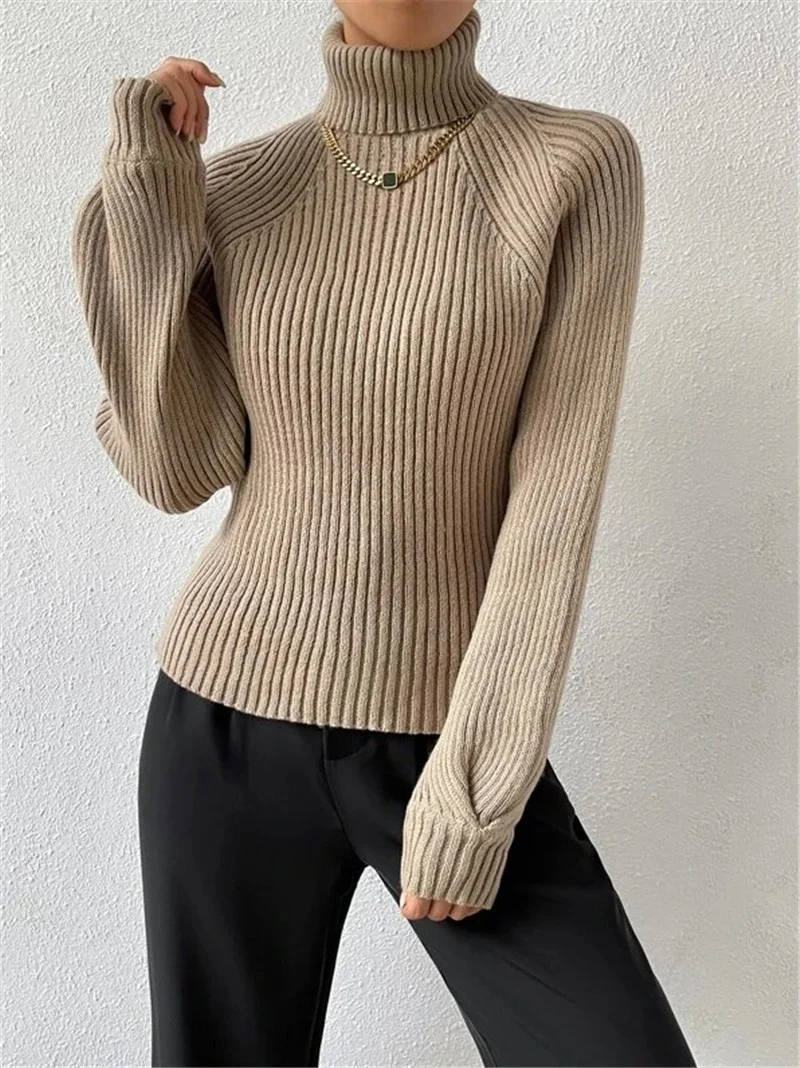 Athvotar Athvotar And Winter New Loose Thin High-Necked Shoulder Sleeve Knitted Sweater Woman