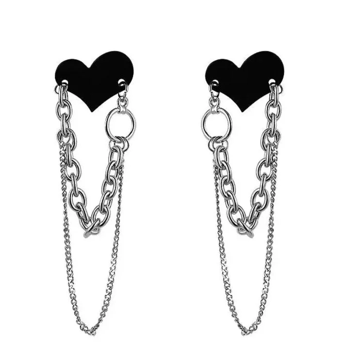 Heart Chains Grunge Earrings
