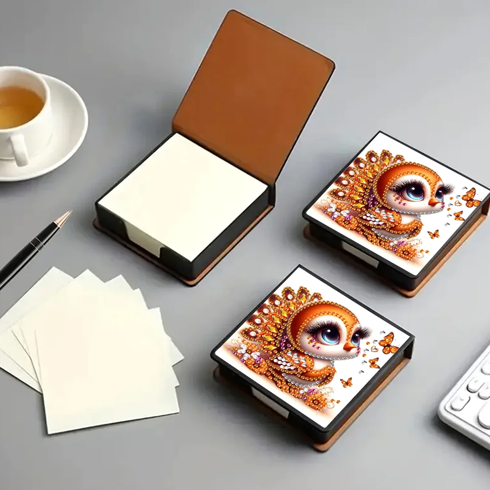 PU Bird Diamond Painting Notecard Box with Papers for DIY Art Craft