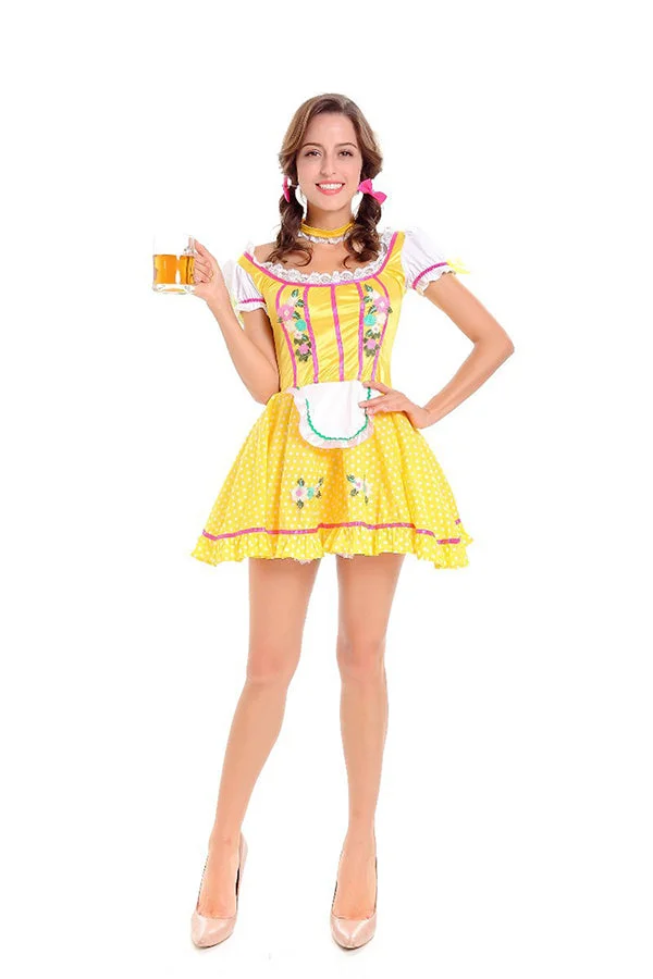 Sexy Oktoberfest Beer Girl Costume Yellow-elleschic