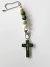 CAMOUFLAGE GLITTER RESIN CROSS REAR VIEW MIRROR BEADED CAR CHARM - HANDMADE - FREE STANDARD SHIPPING