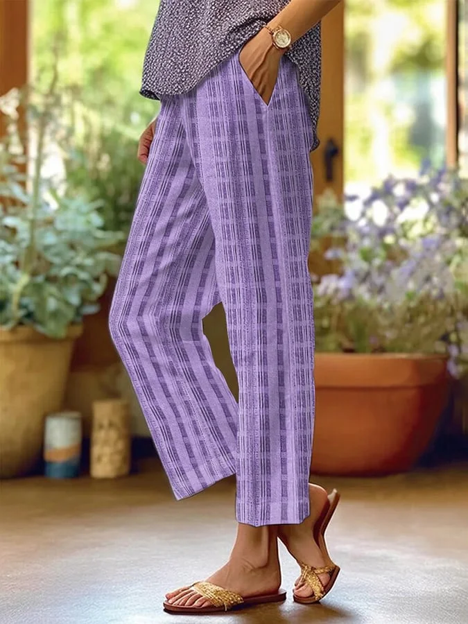 Women's Vintage Striped Graphic Casual Trousers