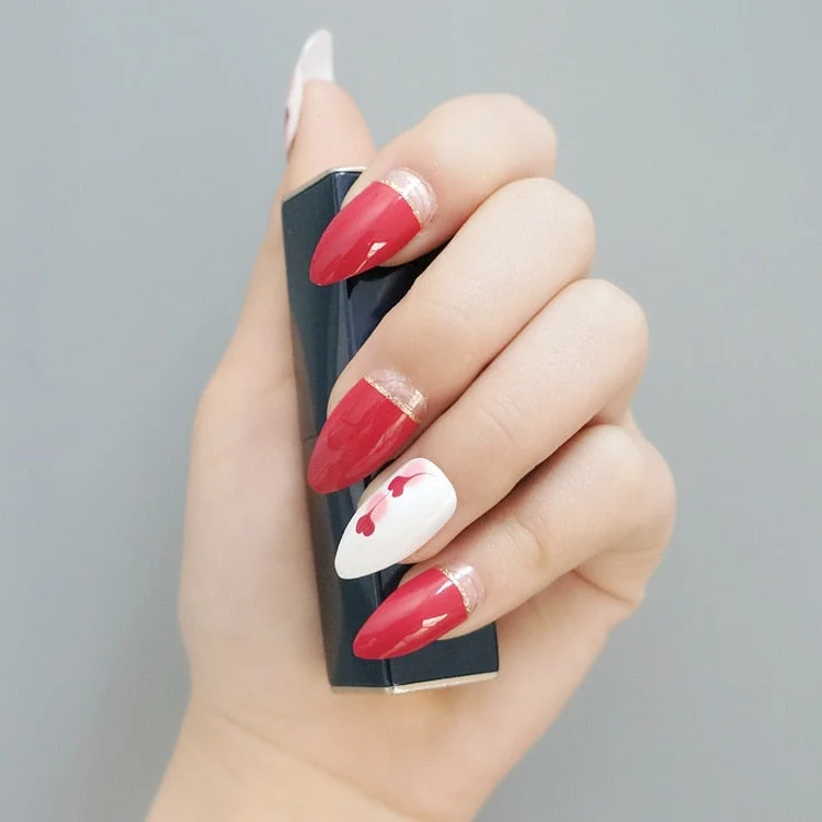 Dream Catcher Short Stiletto False Nails With Design Press On Artificial Fake Nails Tips DIY Full Cover Manicure Tool-Nail Inspo