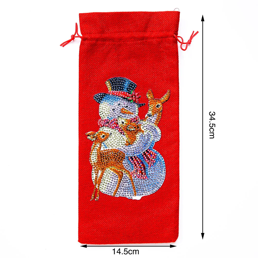 DIY Diamond Painting Xmas Wine Bottle Bag - Snowman Deer